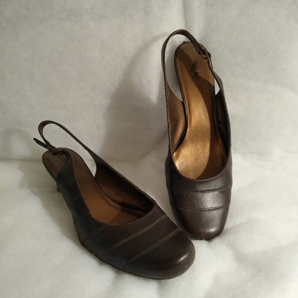 Massimo Brown slingback Leather Heels-Size 11